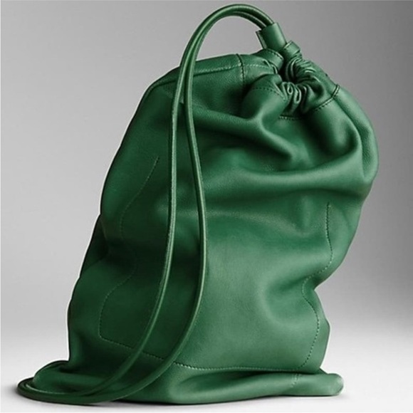 Burberry Nappa Leather Bottle Green Little Duffle Men's Drawstring Backpack Bag - Picture 14 of 16